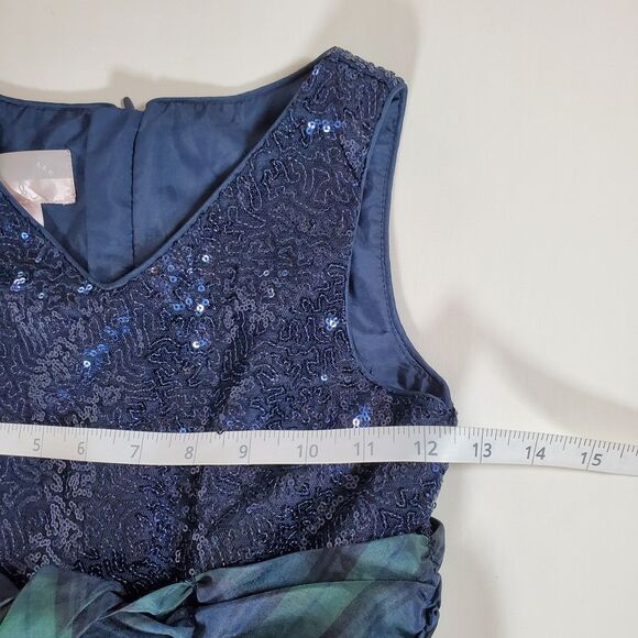 Pippa & Julie Girls Size 8 Blue Green Christmas Holiday Layered Party Dress - Picture 8 of 10